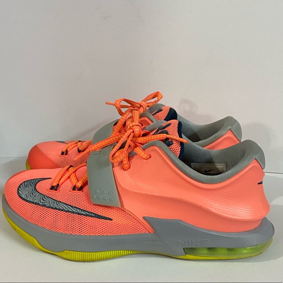Nike ORANGE gray logo sports athletic KD 7 SNEAKERS shoes training basketball - Picture 4 of 11